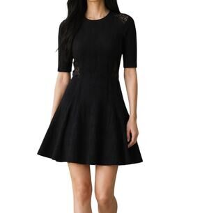Women's Rag & Bone Black The Niki Pointelle Mini Cocktail Dress Fit and Flare 6